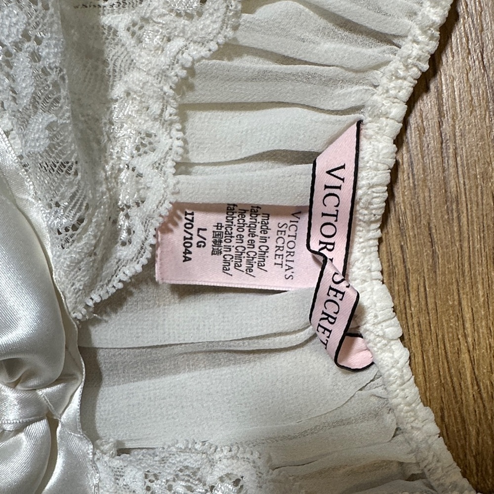 Victoria's Secret Ivory Lace-Trim Pleated Chiffon Babydoll - Picture 2 of 8